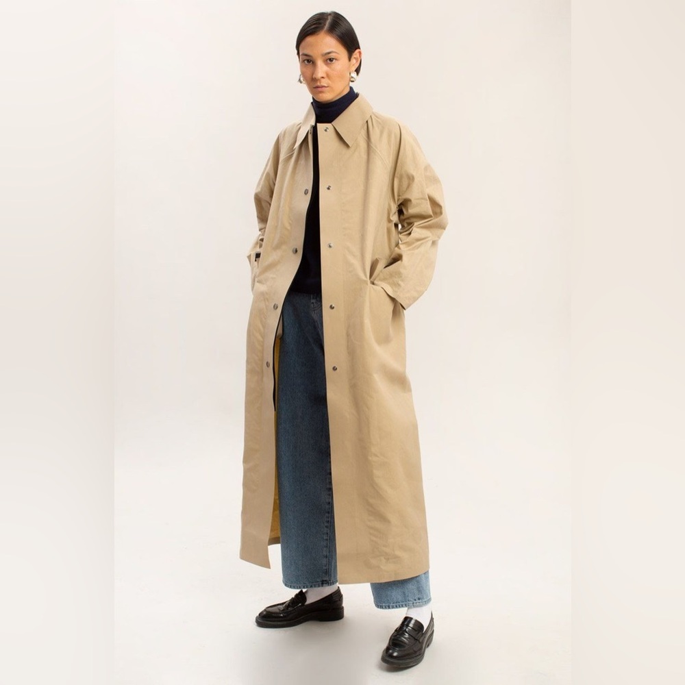 $850 KASSL Editions Original Waxed Trench Coat Matte Beige Trenchcoat Jacket XS